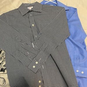 Cat and Jack  button-up shirts. Size YM (8/10) Blue and Black/White plaid shirt